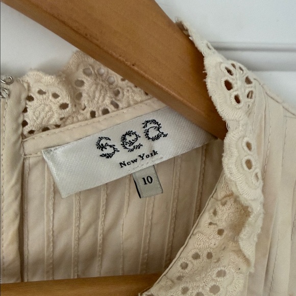 Sea New York Dress in Cream with Lace Eyelet Flutter sleeves & Lace Eyelet Hem - Picture 3 of 10